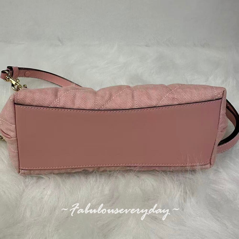 Coach Quilted Pink Shoulder Bag with Chain Strap - Picture 7 of 14